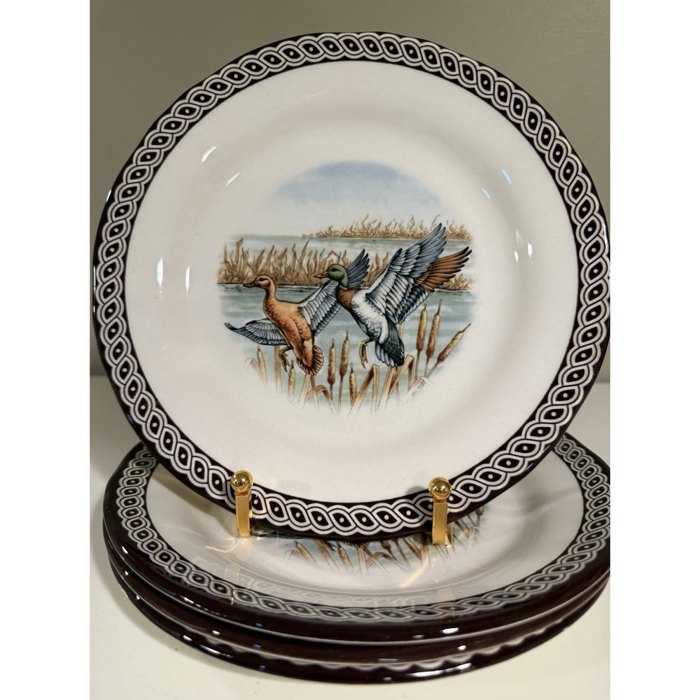 Set of 4 LEGEND British Heritage Earthenware Mallard Duck Salad / Dessert Plates